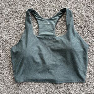 Grey-Green Long Line Sports Bra